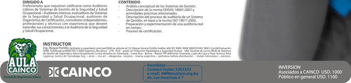 Curso: Formación de Auditores Líderes de Sistemas de Gestión de la Seguridad y Salud Ocupacional OHSAS