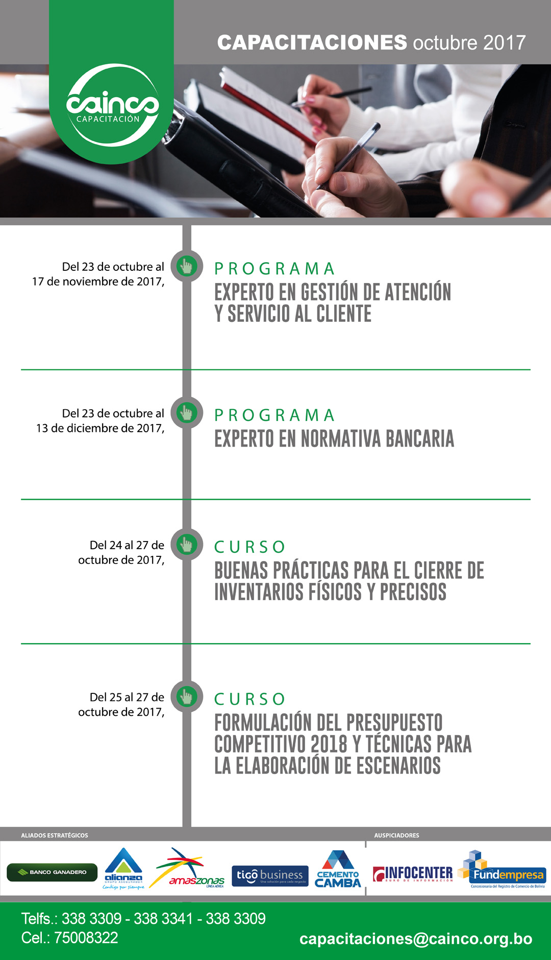 CAINCO - AGENDA MENSUAL DE CAPACITACIONES - OCTUBRE 2017