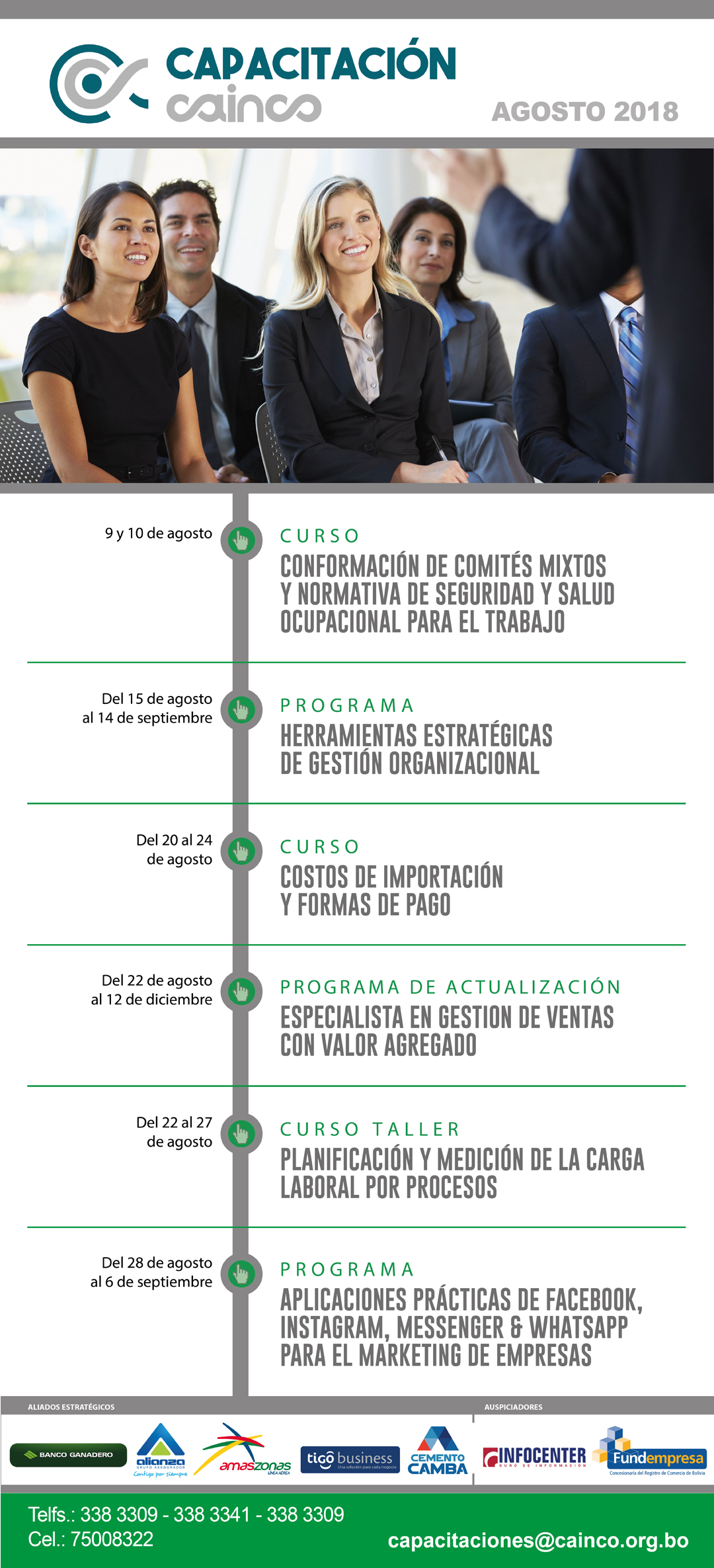 %CAINCO% - %AGENDA MENSUAL DE CAPACITACIONES - AGOSTO 2018%