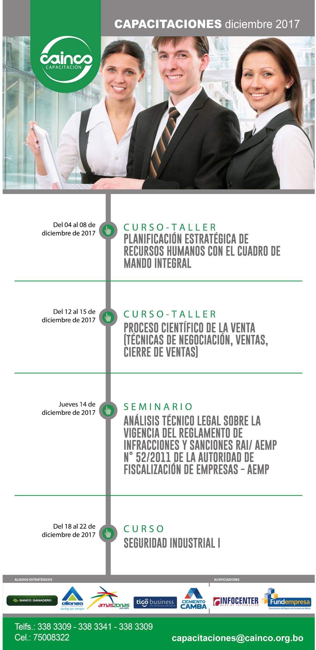 CAINCO - AGENDA MENSUAL DE CAPACITACIONES - DICIEMBRE 2017