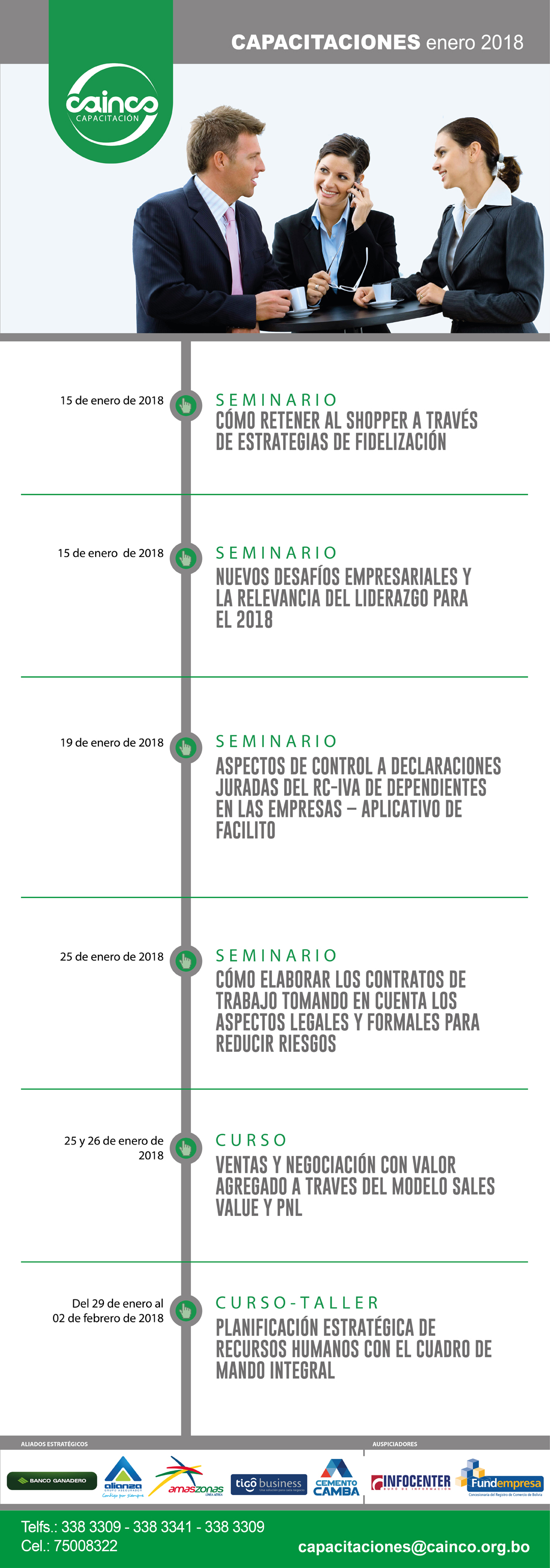 CAINCO - AGENDA MENSUAL DE CAPACITACIONES - ENERO 2018