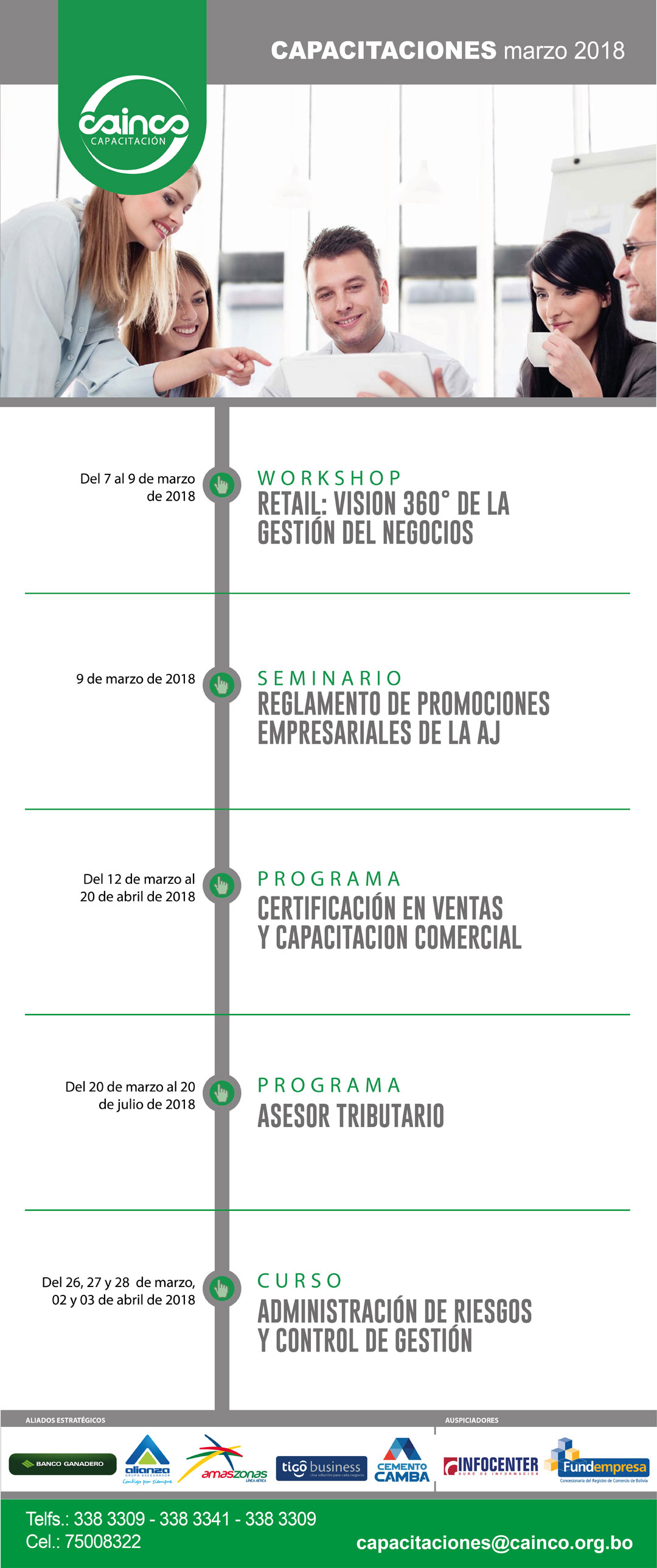 CAINCO - AGENDA MENSUAL DE CAPACITACIONES - MARZO 2018